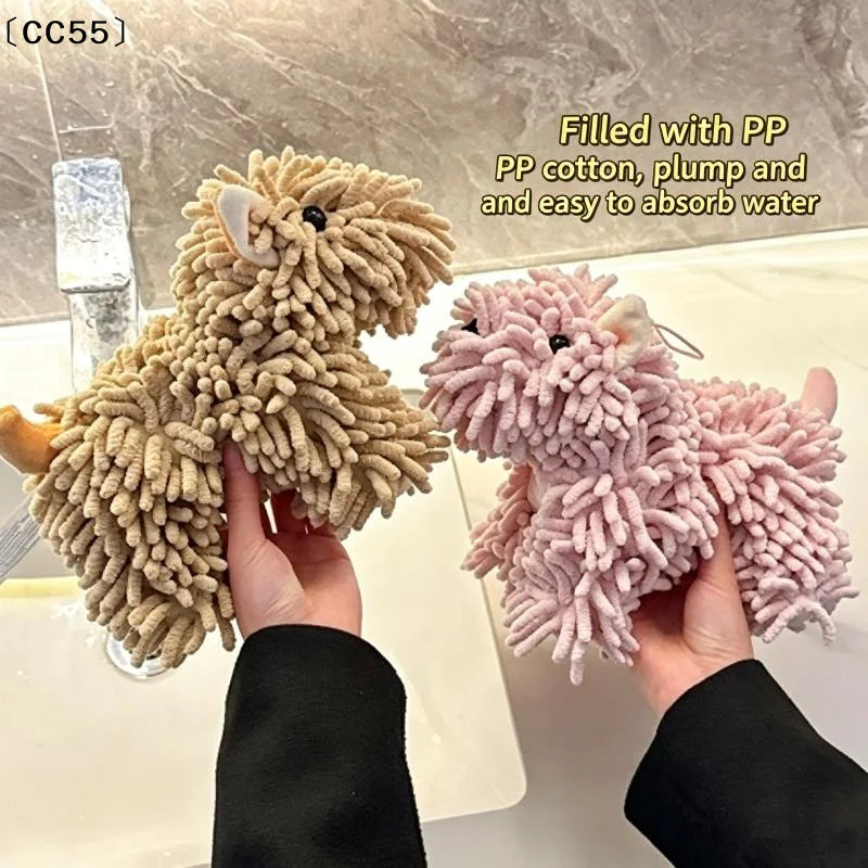 Cartoon Puppy Chenille Hand Towel – Fluffy & Absorbent Decorative Hand Towel Qst