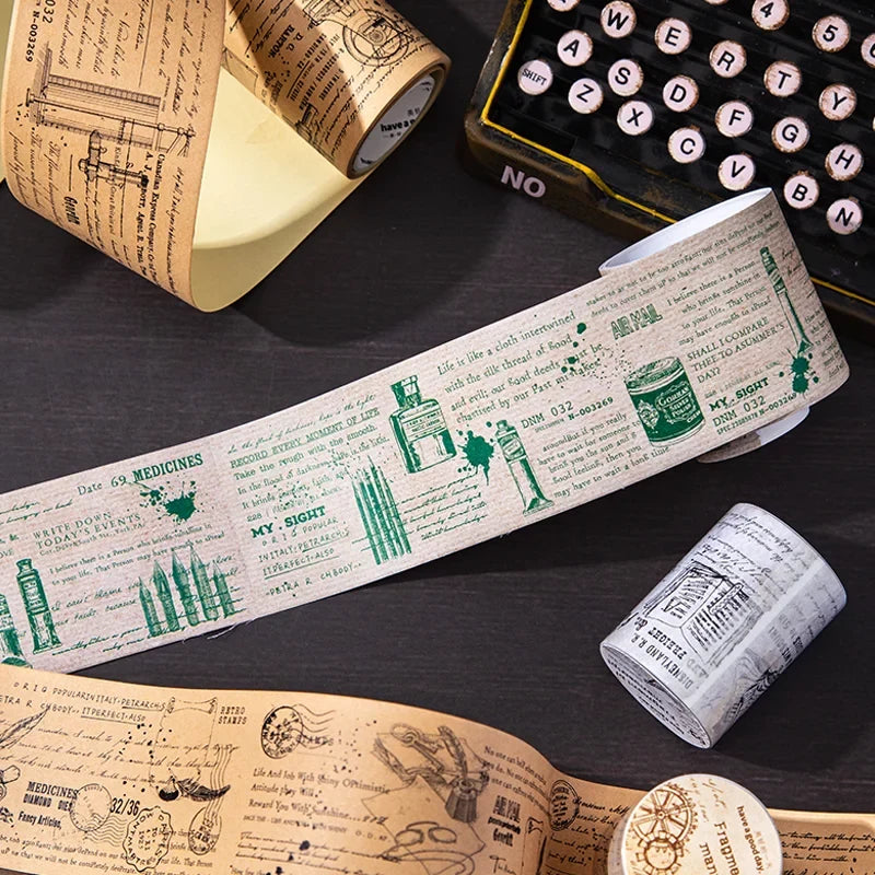 Vintage Manuscript Washi Tape | Journal & Scrapbooking DIY Decorative Washi Tape Qme