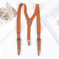 Kids Y-Back Suspenders | 3 Clips Adjustable Elastic Braces Kids Suspenders Qme camel