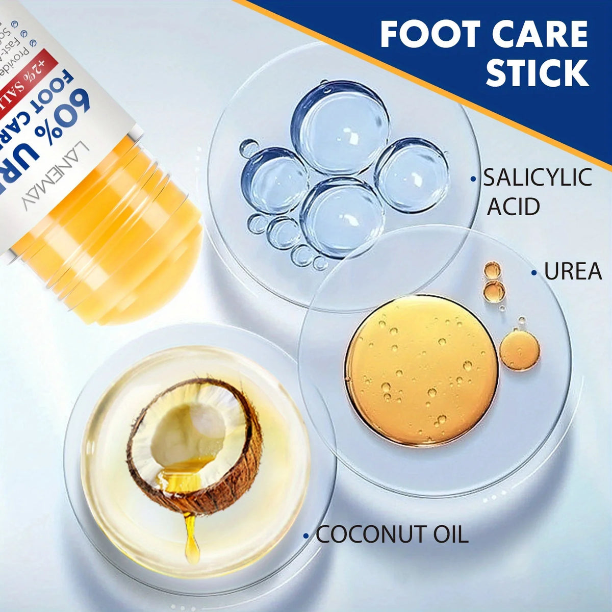 Lanemay 60% Urea Foot Stick – Dry & Cracked Heel Moisturizer Foot Care Stick Qst