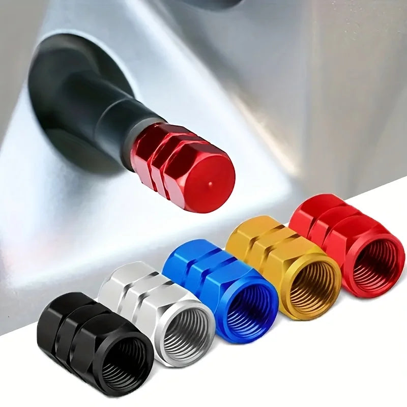 Aluminum Alloy Tire Valve Caps – Car, Motorcycle & Truck 4pk Tire Valve Caps Qme Silvery 4Pcs