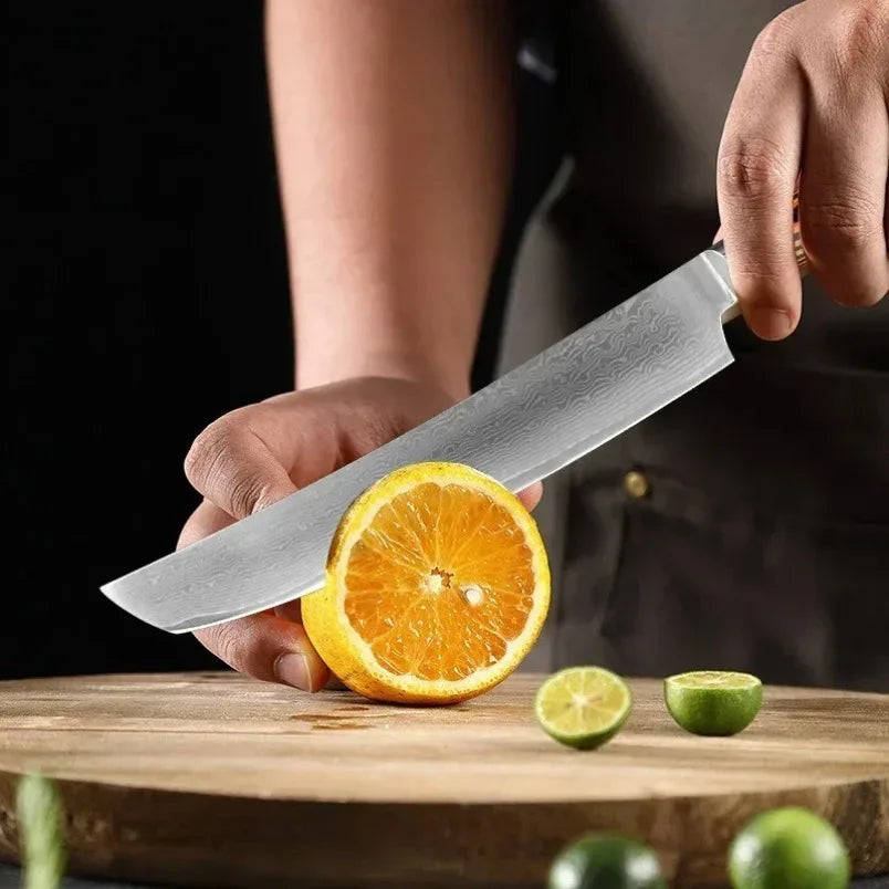 Damascus Steel Kitchen Knife – Wood Handle Chef Knife 16cm Damascus Kitchen Knife Qst