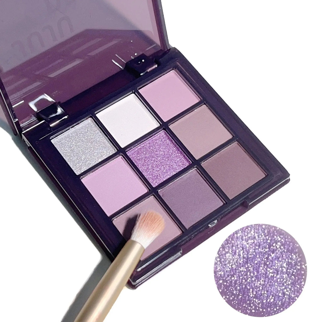 Purple Eyeshadow Palette – 9 Shimmery Natural Finish Colors Eyeshadow Palette Qme