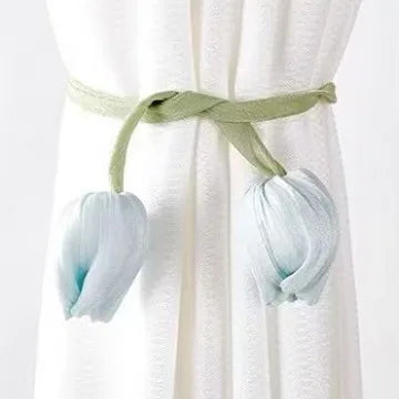 Elegant Tulip Curtain Tiebacks | Adjustable Rope Straps 4 Colors Curtain Tiebacks Qme Blue 1Pcs