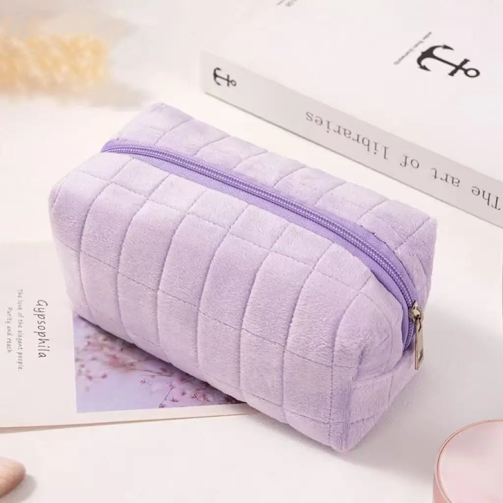 Velvet Makeup Bag – Large Capacity Portable Cosmetic Pouch Velvet Cosmetic Pouch Qme