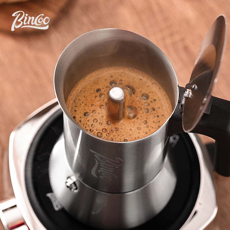 Bincoo Stainless Steel Moka Pot & Electric Ceramic Stove 600W Moka Pot & Stove Set Qst