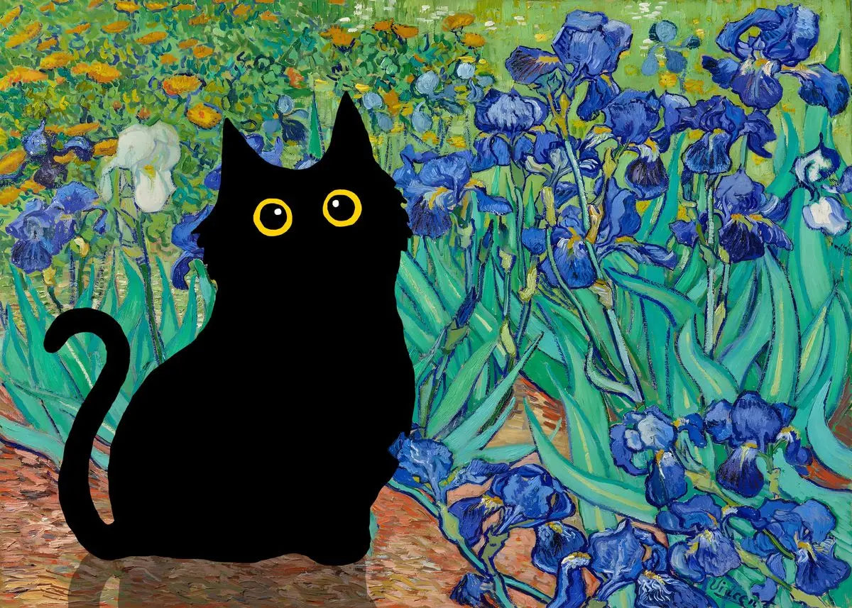 Vintage Black Cat Japanese Forest Canvas Wall Art Print Poster Canvas Wall Art Qst O 40X60cm No Framed