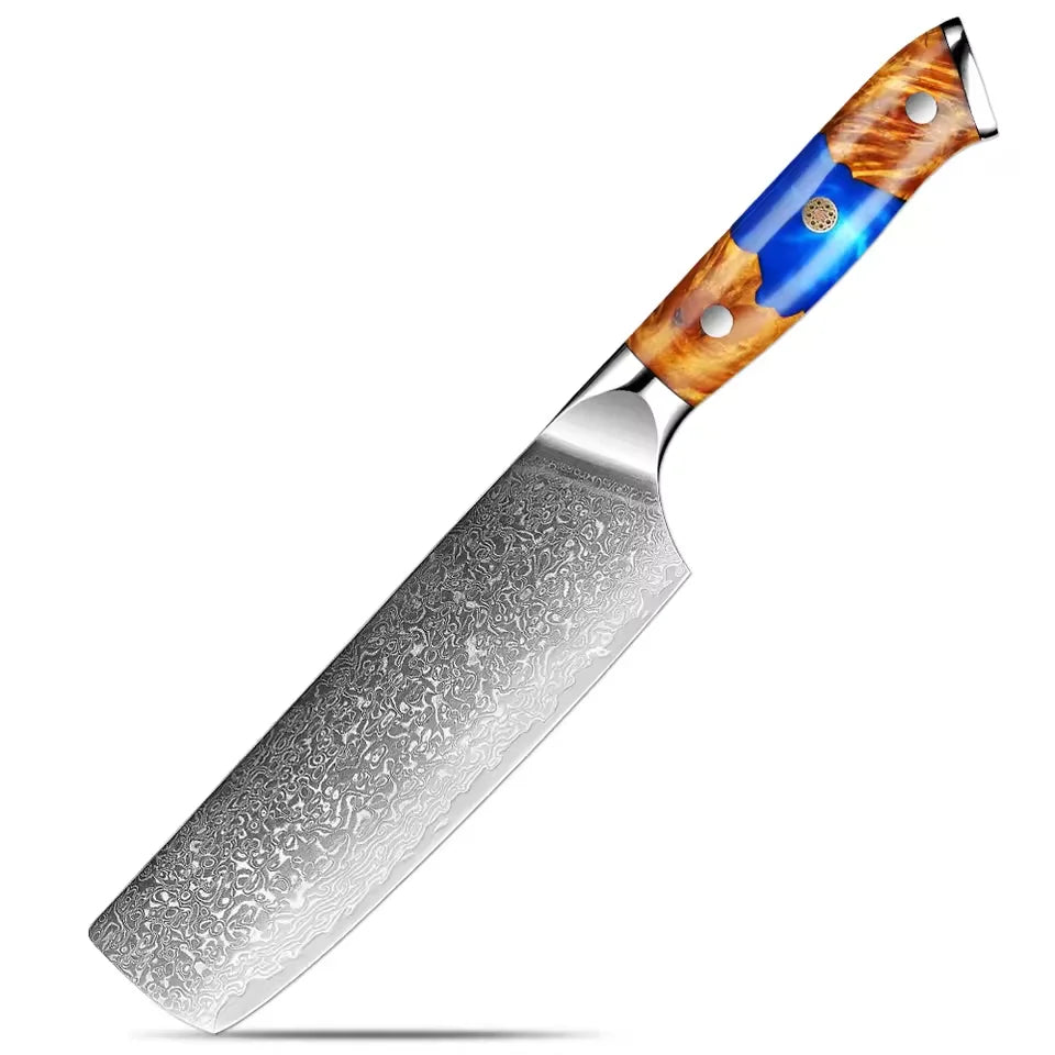 7" Nakiri Knife – Japanese Damascus Steel & Wood Handle Nakiri Chef Knife Qst Nakiri Knife