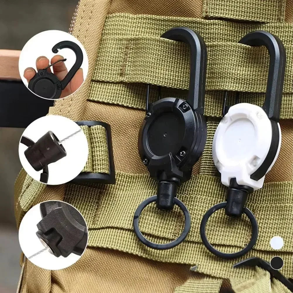 Retractable Heavy Duty Carabiner Key Chain Pull Reel Steel Carabiner Key Chain Qme