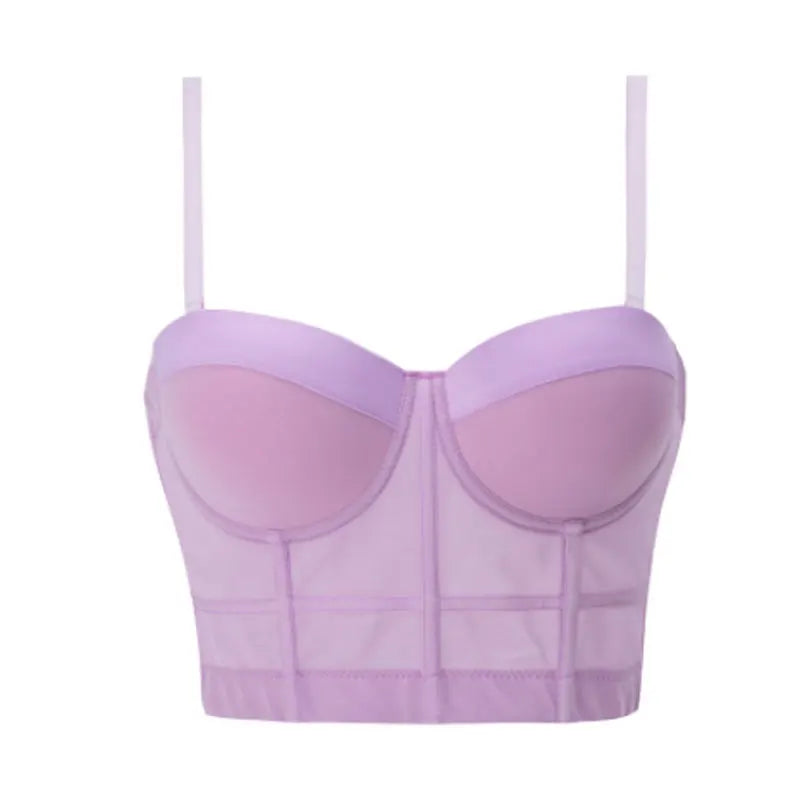 Women's Mesh Push Up Bustier Bralet Corset Top | S–2XL Bustier Bralet Qme PL M