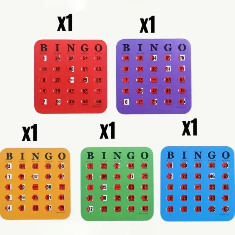 Reusable Bingo Game Cards – Easy-Read Sliding Windows, 5 Pack Reusable Bingo Cards Qme