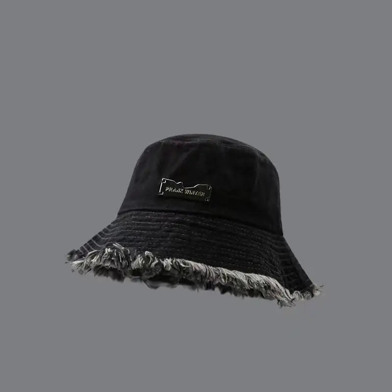 Women's Washed Denim Bucket Hat – Wide Brim Fisherman Cap Bucket Hat Qst A16