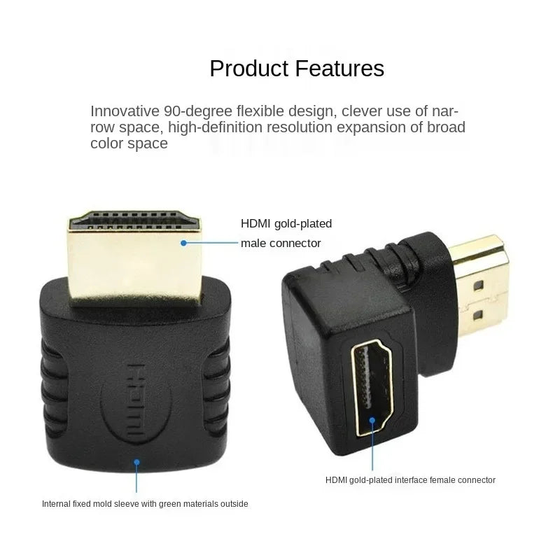 4K HDMI Right Angle Adapter – 90° & 270° Connector HDMI Angle Adapter Qme
