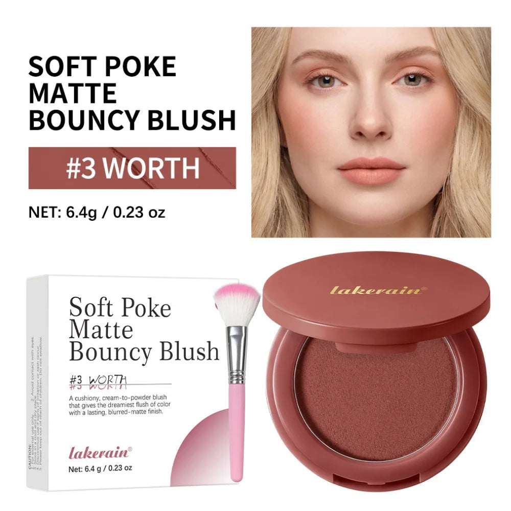 Bouncy Matte Cream Blush with Brush – Buildable Soft Focus Cream Blush Qst 03