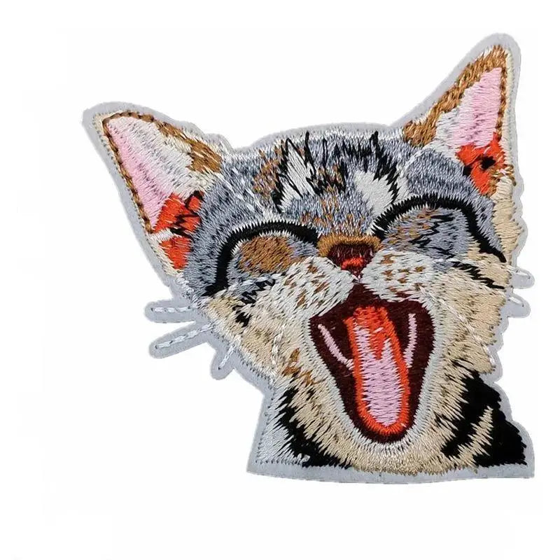 Cat Iron-On Embroidered Patch Applique for Clothes & Bags Iron-On Patch Qme