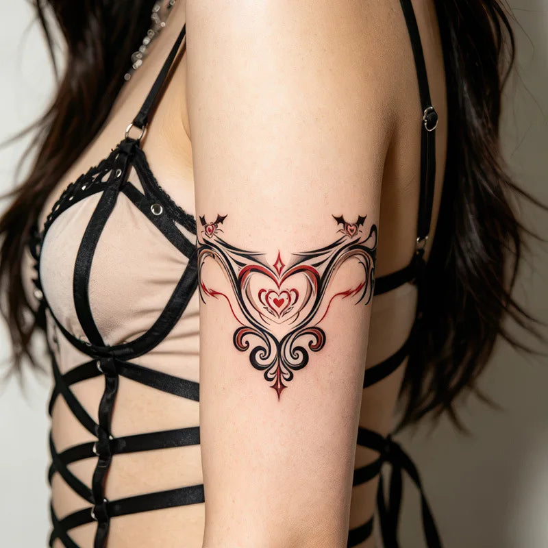 Love Heart Succubus Temporary Tattoo Sticker – Waterproof Temporary Tattoo Sticker Qme