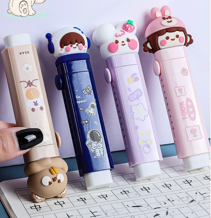 Cartoon Telescopic Push-Pull Pencil Eraser for Kids – School Gift Novelty Pencil Eraser Qst
