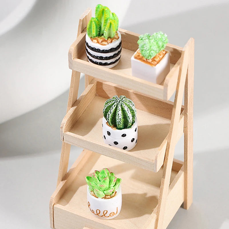 1:12 Dollhouse Miniature Succulent Cactus Potted Plants Set Dollhouse Miniature Decor Qst