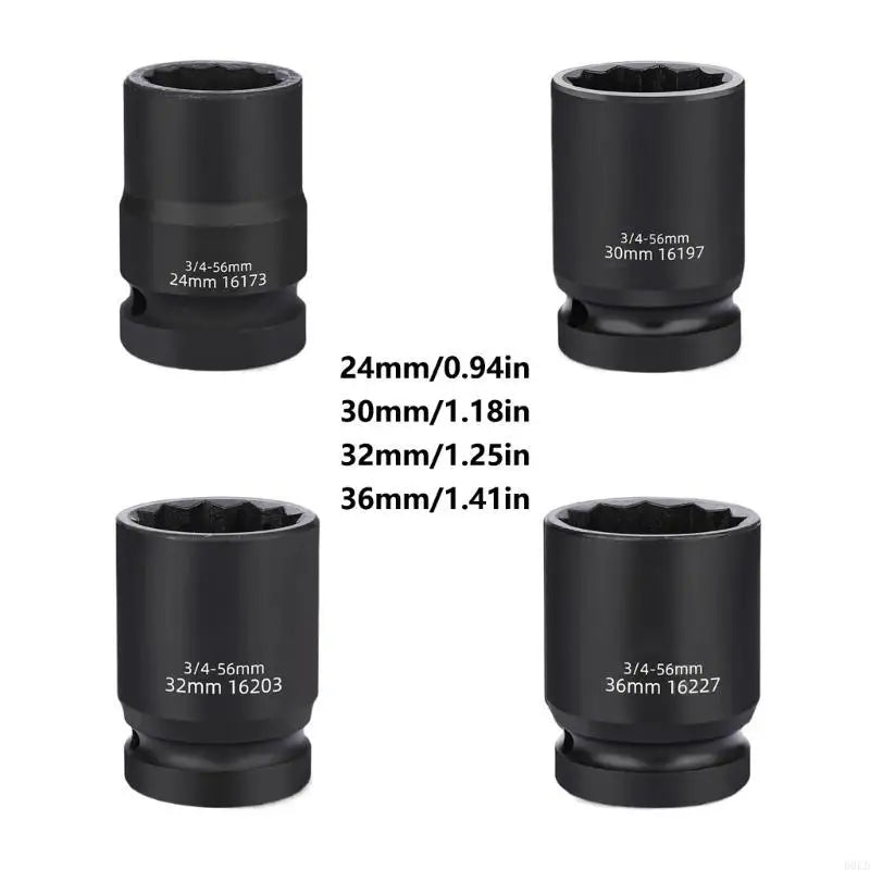 12-Point Impact Socket 3/4" Drive | High-Strength Carbon Steel Impact Socket Qme