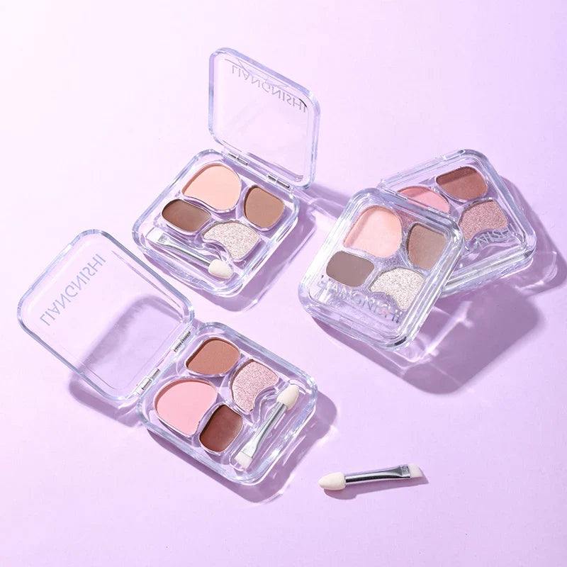 4-Color Glitter Eye Shadow Palette – Waterproof & Long-Lasting Eyeshadow Palette Qme