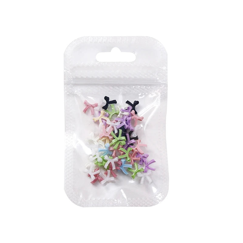 50Pcs 3D Ribbon Bowtie Nail Art Charms – Resin Nail Decor Nail Art Charms Qst