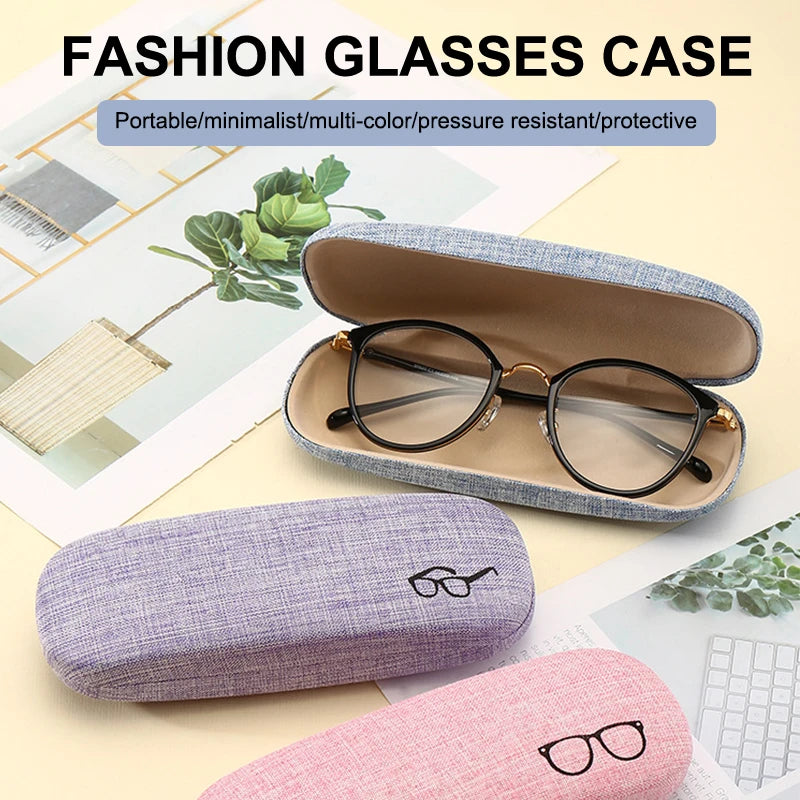 PU Leather Wood Grain Hard Eyeglass Case – Unisex Glasses Box Eyeglass Case Qst