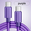 66W Nylon Braided USB-C Fast Charging Cable 1m 2m 3m USB-C Charging Cable Qme Purple 2m
