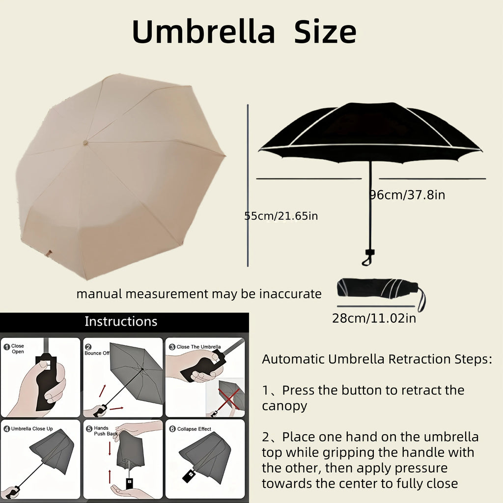 Automatic Windproof Folding Umbrella – Compact Travel Umbrella Windproof Travel Umbrella Qst