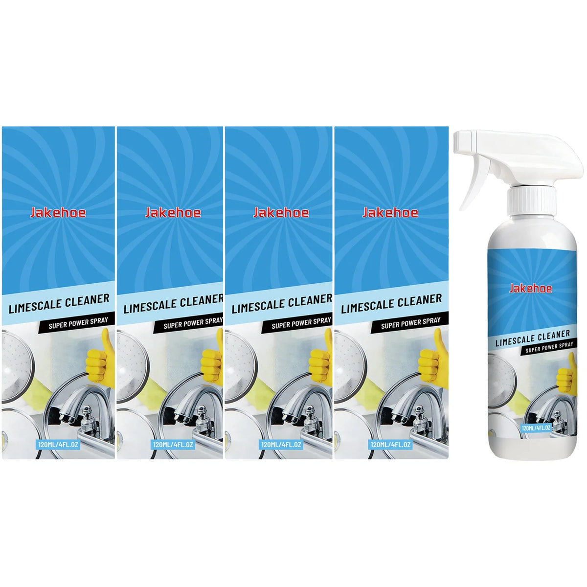 Scale & Hard Water Stain Remover Spray 120ml | No-Scrub Cleaning Spray Qme 4 x 120ml Boxed