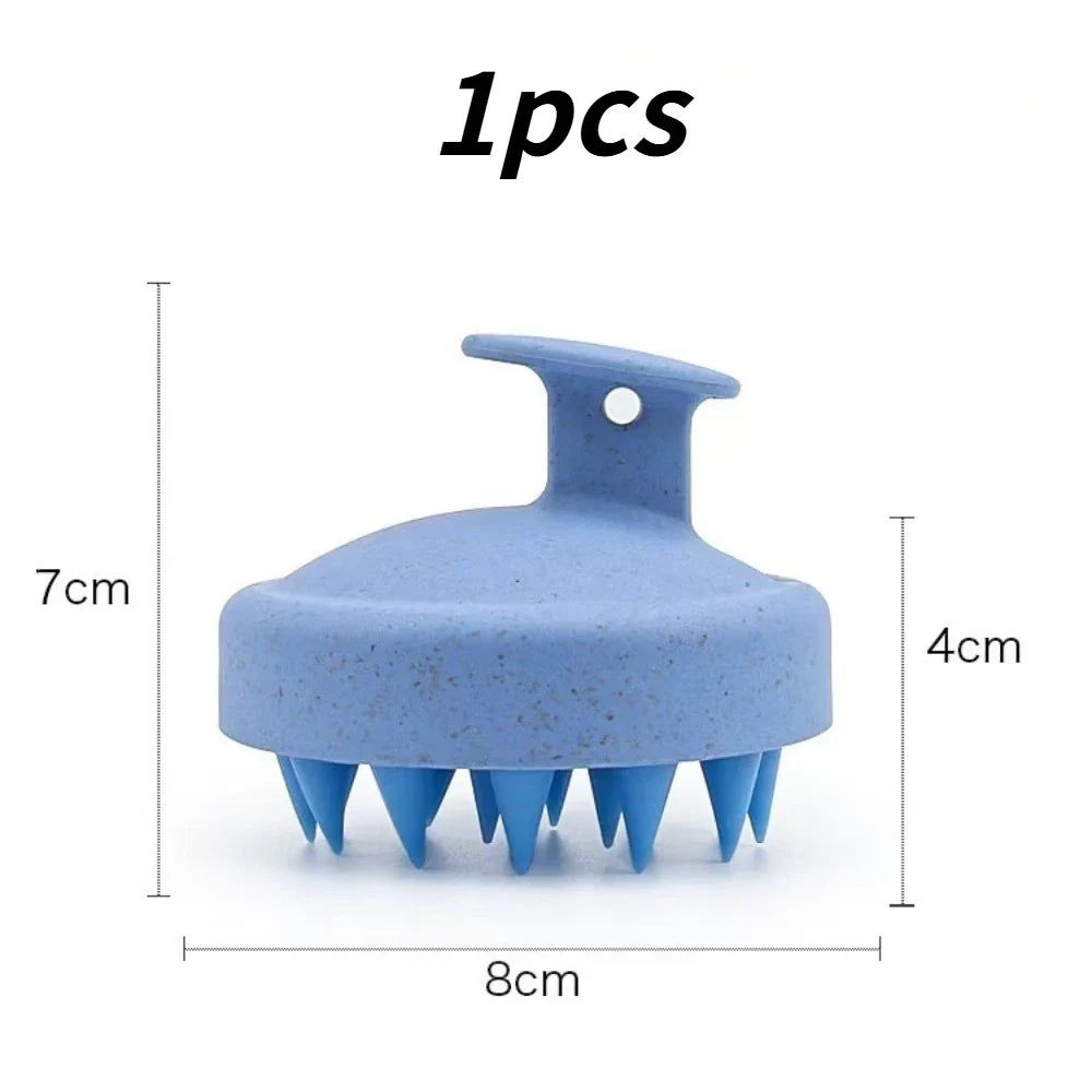 Soft Silicone Scalp Shampoo Brush & Hair Washing Comb Scalp Shampoo Brush Qme blue 1pcs