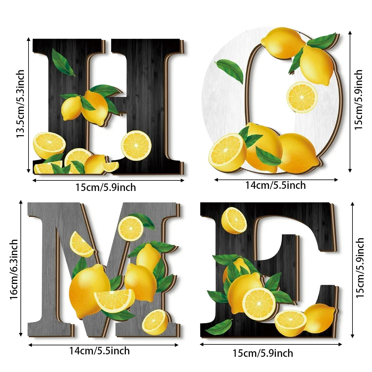 Lemon Themed HOME Wooden Wall Decor – Rustic Farmhouse Letters Wooden Wall Decor Qme