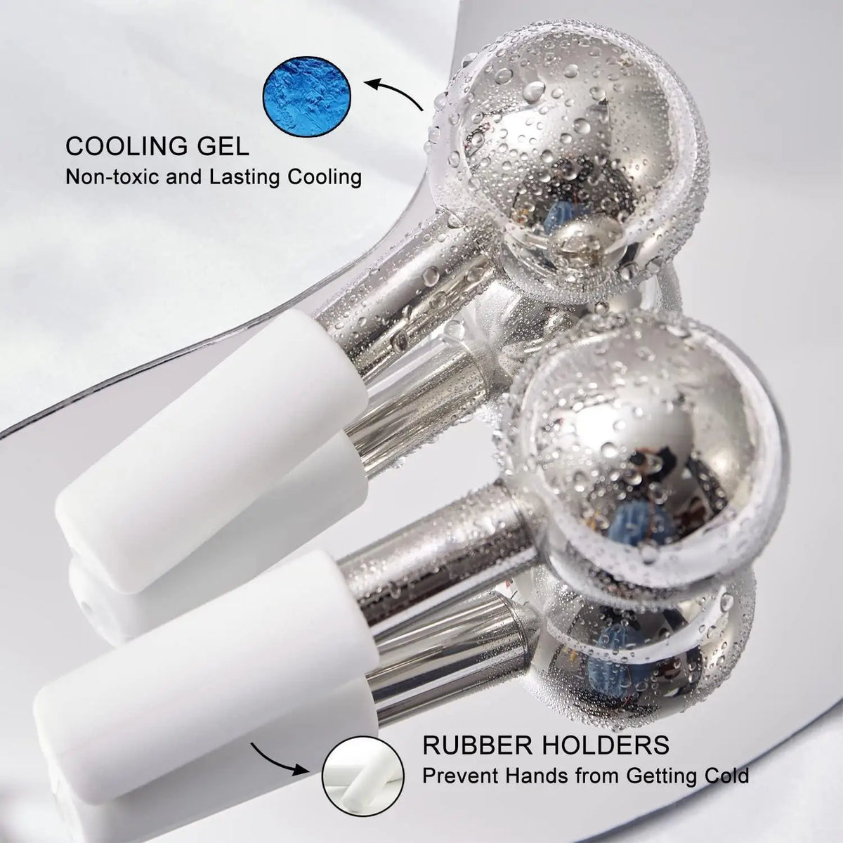 VIMYSHOW Stainless Steel Ice Globes – Cryo Face Roller Set of 2 Cryo Face Roller Qst