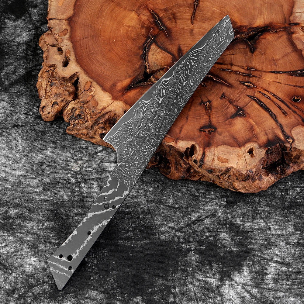 Damascus Steel Chef Knife Blank – Hand Forged Black Blade Knife Making Blank Qst