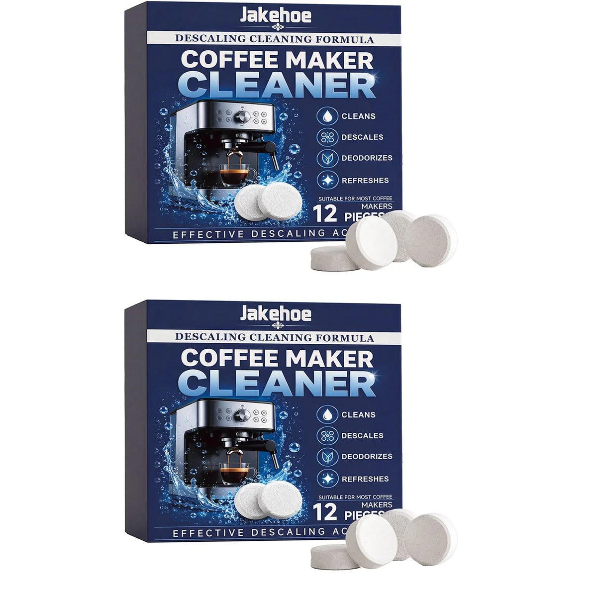 Coffee Maker Descaling Tablets – Clean, Deodorize & Restore Coffee Machine Cleaner Qme 2 x 12pcs Boxed