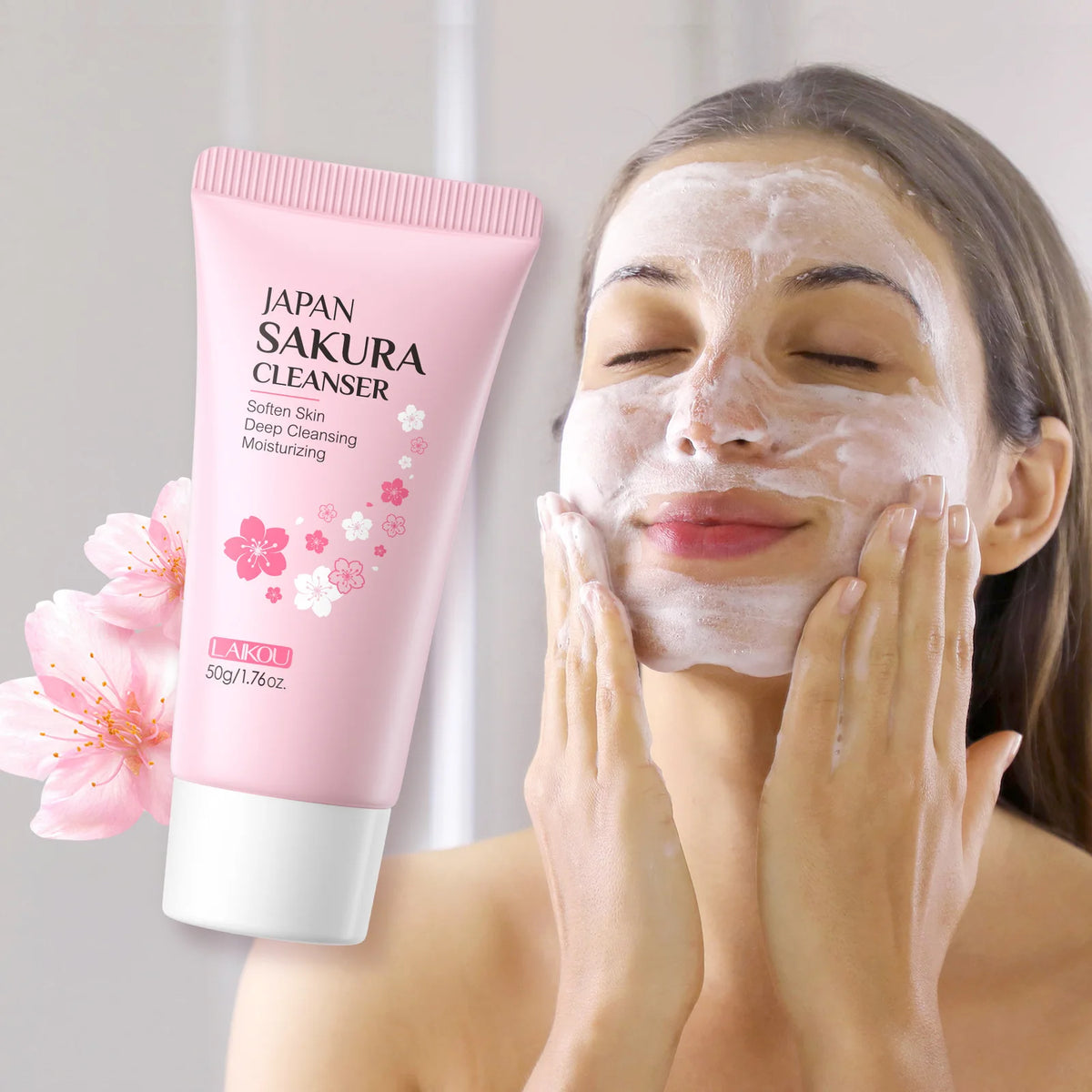 Sakura Amino Acid Face Cleanser – Oil Control & Blackhead Foam Facial Cleanser Qst