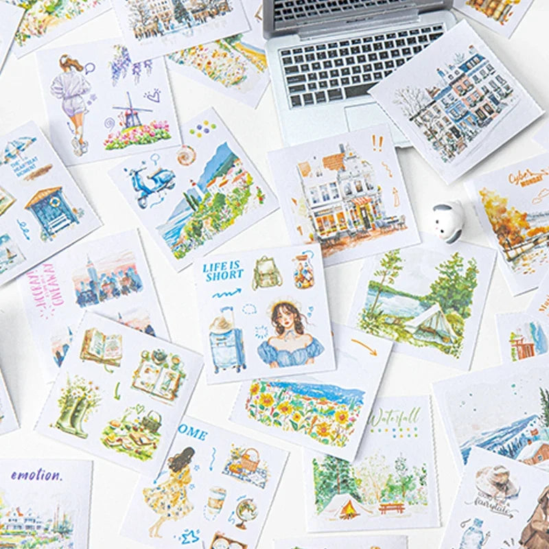 10 Sheets Travel Die-Cut Scrapbook Stickers – DIY Planner Decor Die-Cut Sticker Sheets Qme
