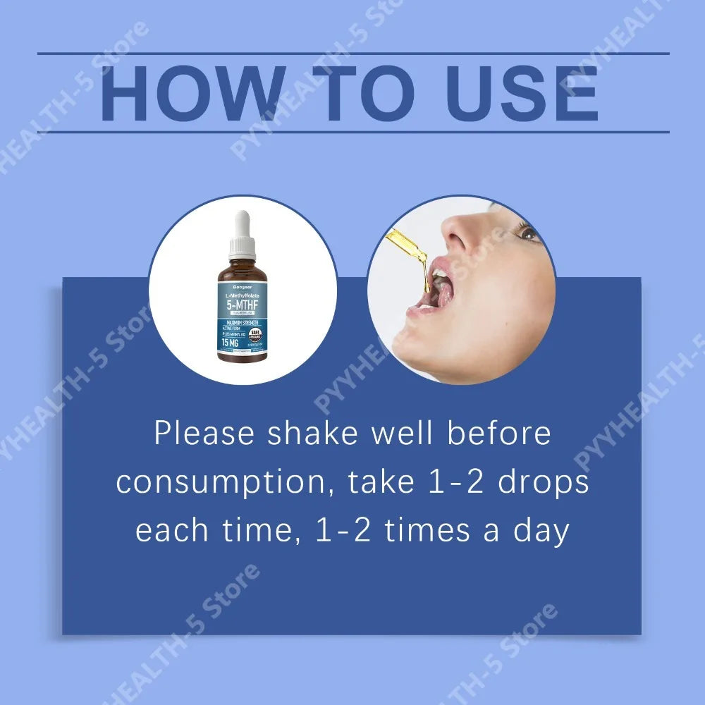 L-Methylfolate & Methyl B12 Liquid Drops | Active 5-MTHF 60ml Liquid Vitamin Drops Qst