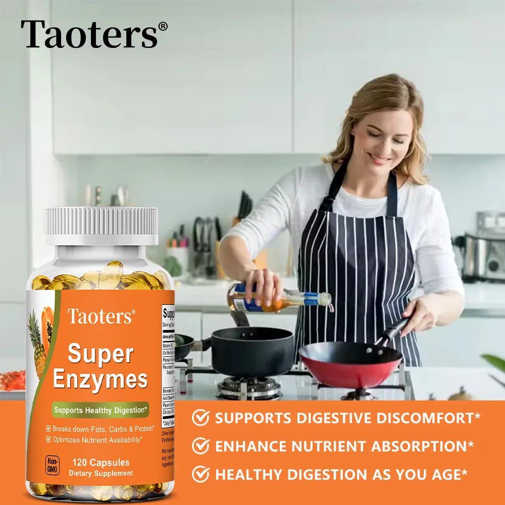STRESSXCEL Super Enzymes 120 Caps – Bromelain, Ox Bile & Papain Digestive Enzyme Supplement Qst