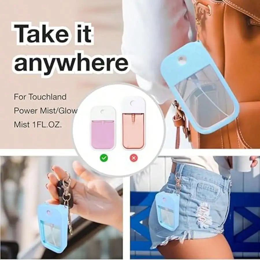 Soft Silicone Case for Touchland Power Mist 1 FL OZ + Keychain Silicone Bottle Case Qme