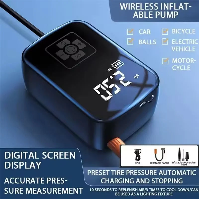 Wireless Portable Tire Inflator Pump – 100W Auto Air Pump Wireless Tire Inflator Qst