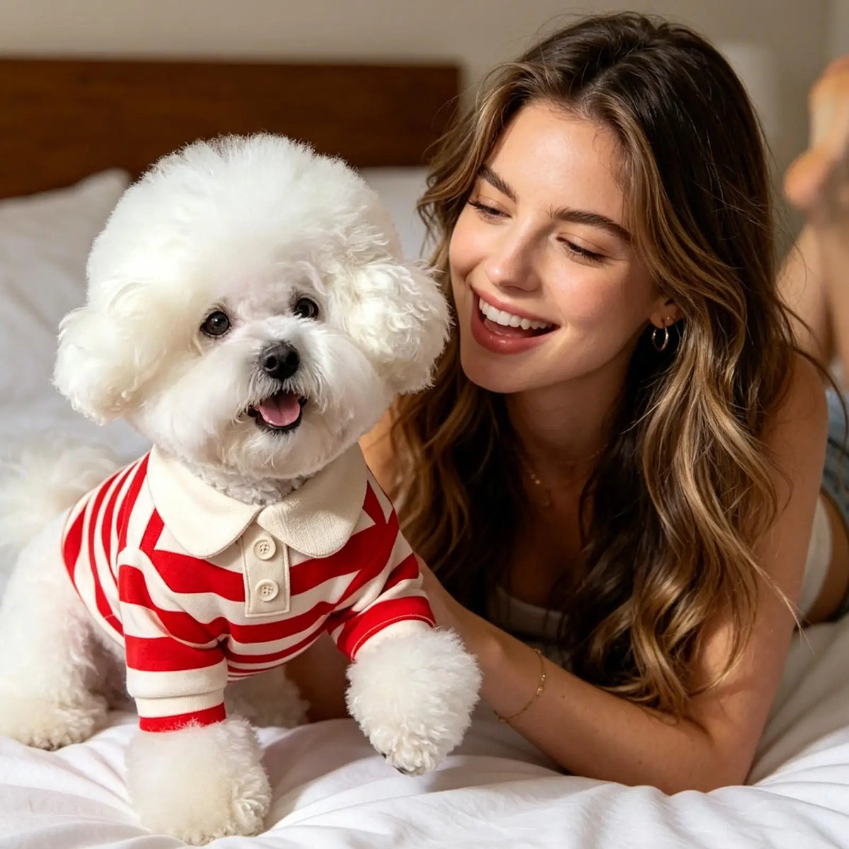 Small Dog Striped T-Shirt | Breathable Collared Pet Outfit Dog Apparel Qme