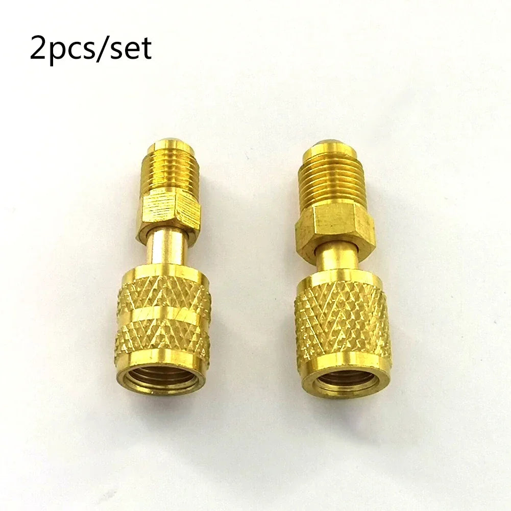 Brass R410a Vacuum Pump Adapter 5/16 SAE to 1/4 Quick Coupler HVAC Adapter Fitting Qme