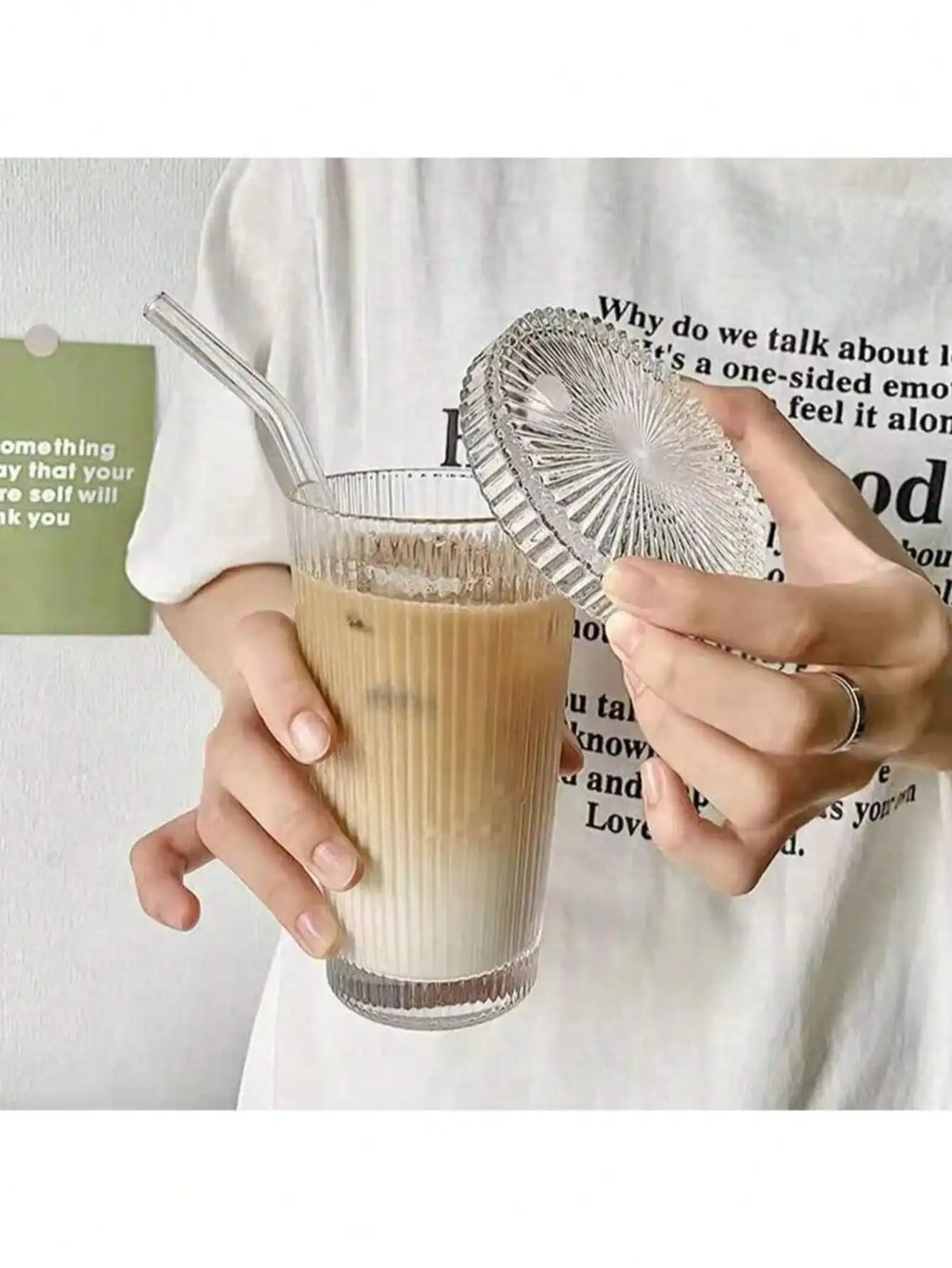 Striped Iced Coffee Cup with Lid & Straw | Reusable Iced Coffee Cup Qme