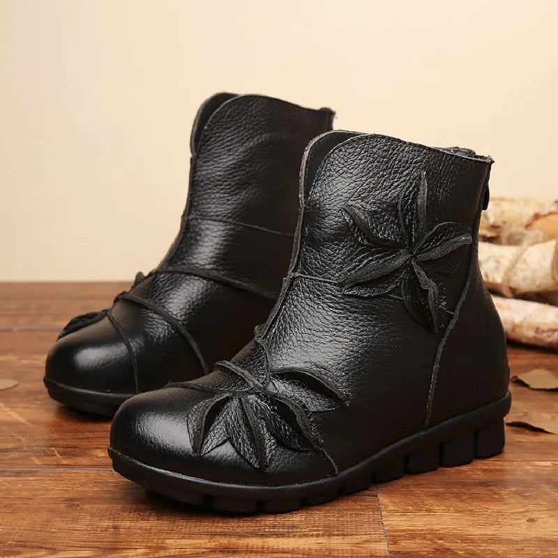 Women's Waterproof Plush Ankle Snow Boots – Winter Zip Boot Women's Snow Boots Qst Black plush 41