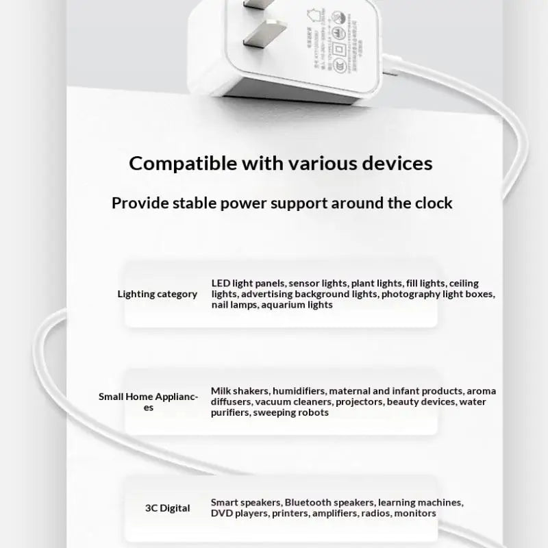 DC 12V 1A LED Power Supply Adapter AC 100–240V Plug Driver LED Power Adapter Qme