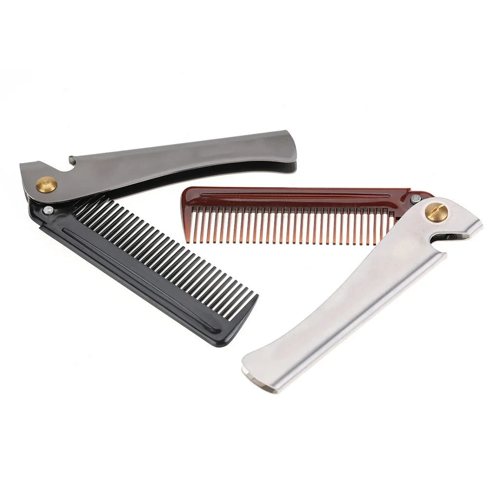 TOPINCN Folding Stainless Steel Beard & Moustache Comb Beard Grooming Comb Qme