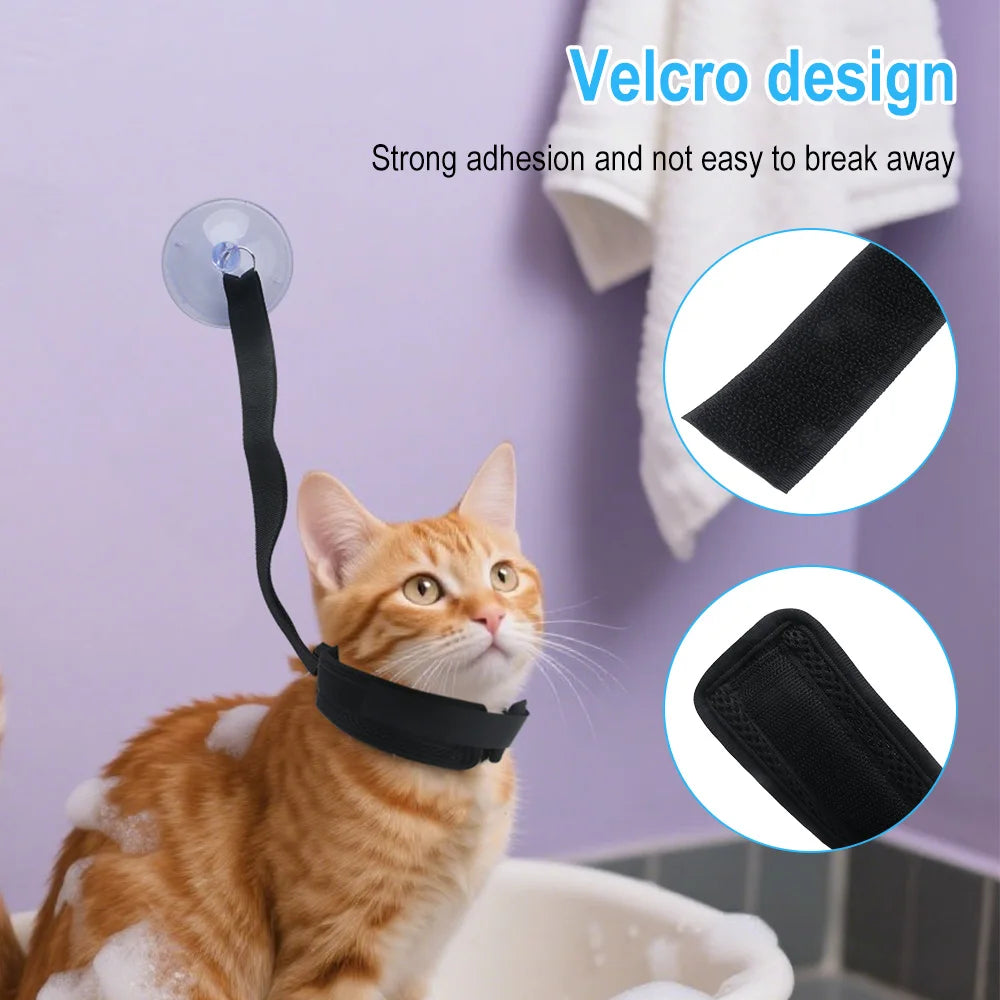 Cat Bathing Harness with Suction Cup – Pet Grooming Restraint Pet Grooming Harness Qst