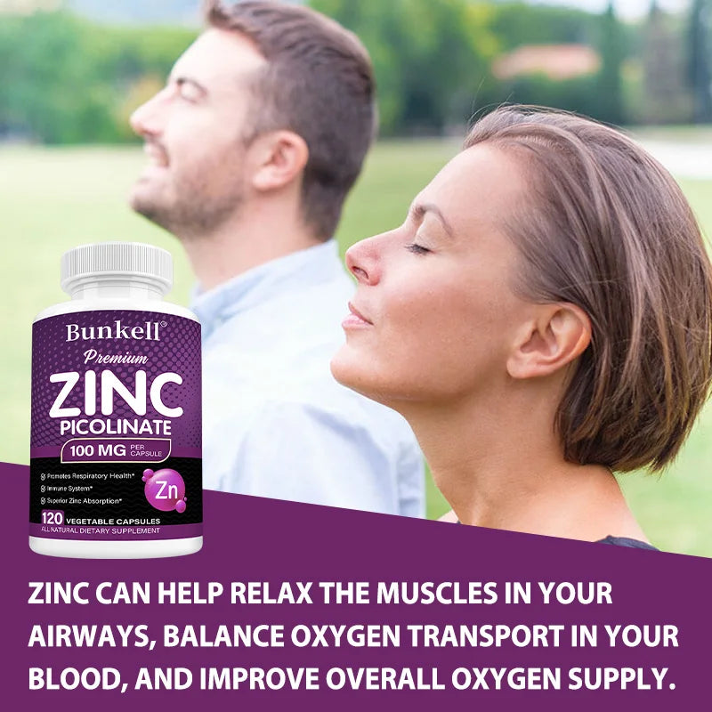 Zinc Picolinate 100mg Capsules – Vegan, 120 Count | Bunkell Mineral Supplement Qst