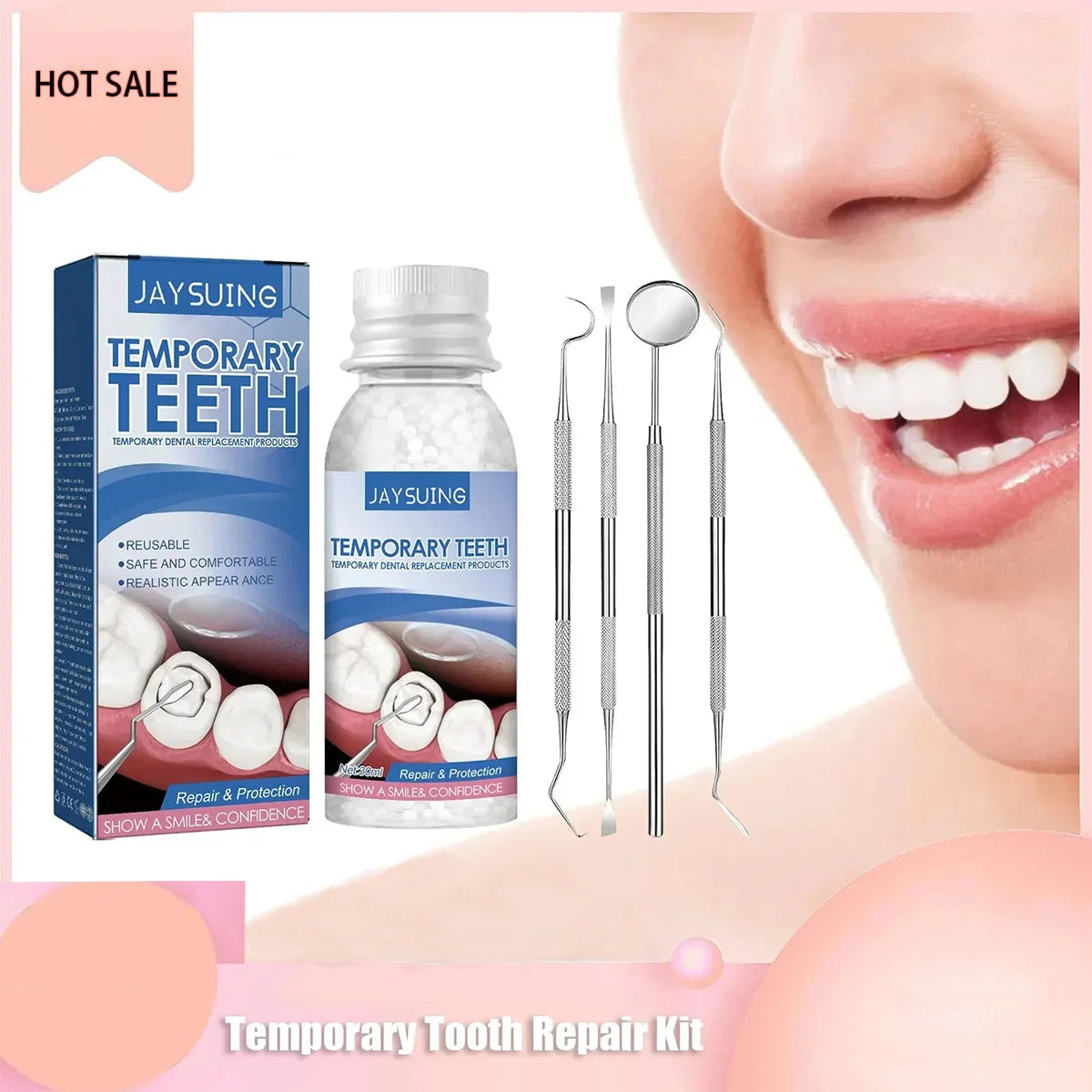 Temporary Tooth Repair Kit – Resin Denture Adhesive Set Tooth Repair Kit Qst