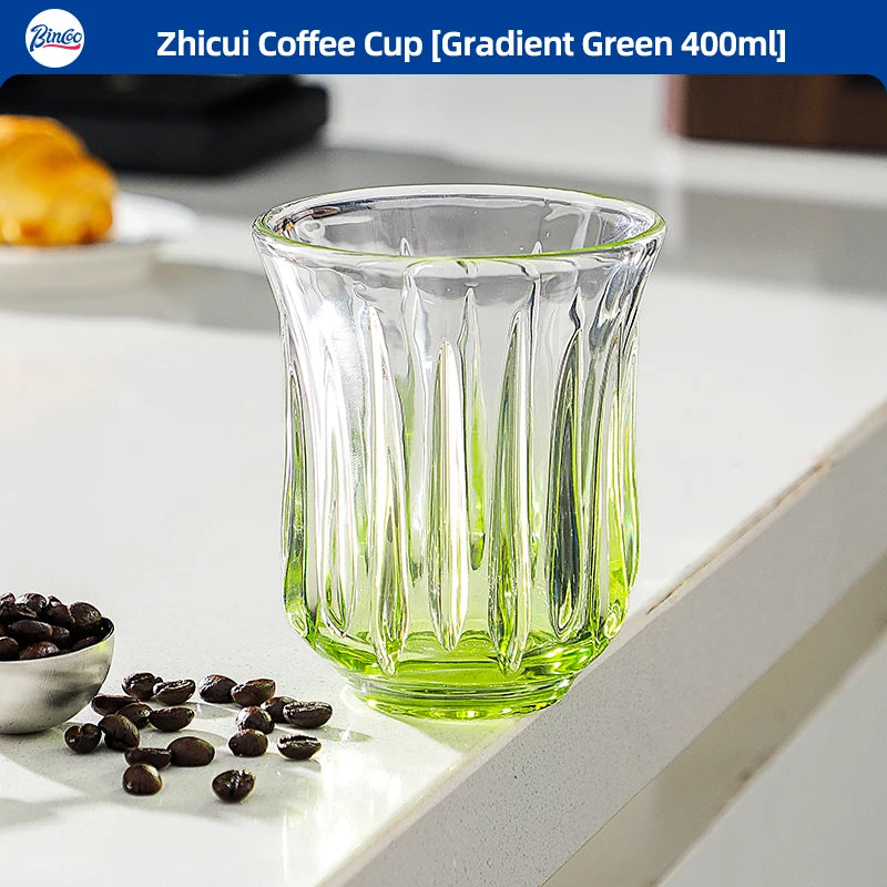 Bincoo Retro Glass Coffee Cup – Espresso Latte 90–400ml Glass Coffee Cup Qst Gradient Green 400ml